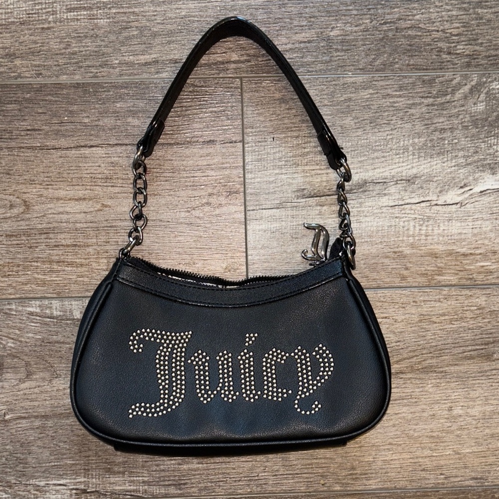 Juicy Couture Black Crescent Shoulder Bag with Metallic Accents